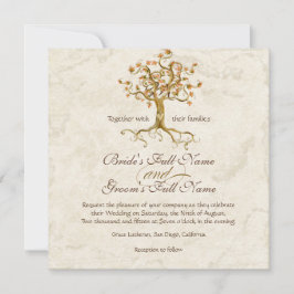 Swirl boomwortels Verouderde Perkament Bruiloft Kaart