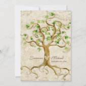 Swirl boomwortels Verouderde Perkament Bruiloft Kaart (Achterkant)