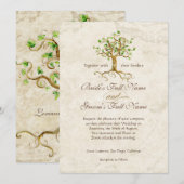 Swirl boomwortels Verouderde Perkament Bruiloft Kaart (Voorkant / Achterkant)