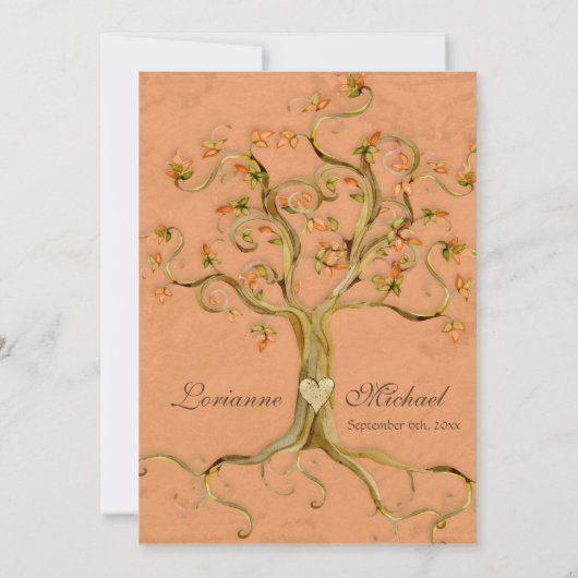Swirl boomwortels Verouderde Perkament Bruiloft Kaart (Achterkant)