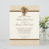 Swirl boomwortels Verouderde Perkament Bruiloft Kaart (Staand voorkant)