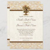 Swirl boomwortels Verouderde Perkament Bruiloft Kaart (Voorkant / Achterkant)