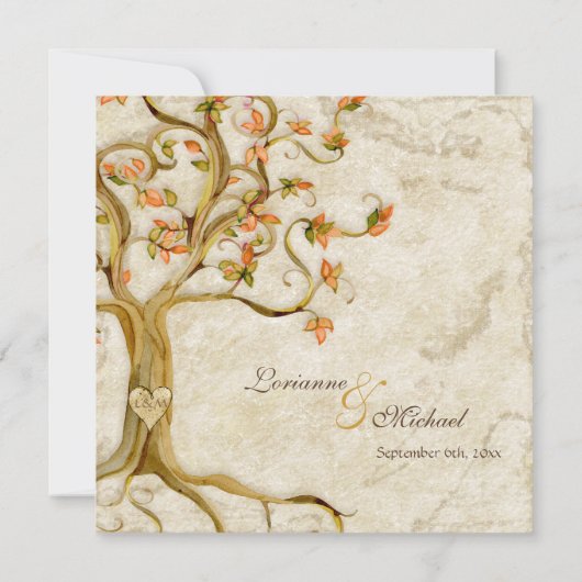 Swirl boomwortels Verouderde Perkament Monogrammed Kaart (Achterkant)