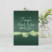 Swirl & Bow Green verjaardagsuitnodiging Kaart (Staand voorkant)