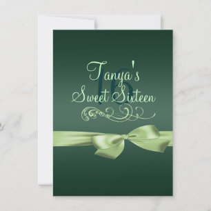 Swirl & Bow Green verjaardagsuitnodiging Kaart