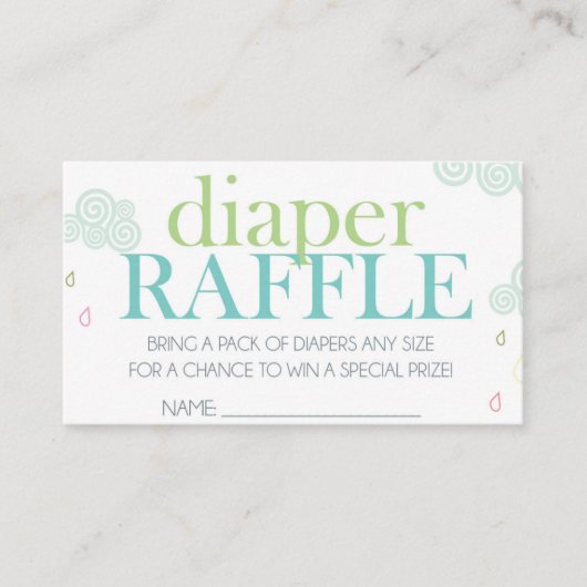 Swirl Cloud Baby Sprinkle Luier Raffle Ticket (Voorkant)