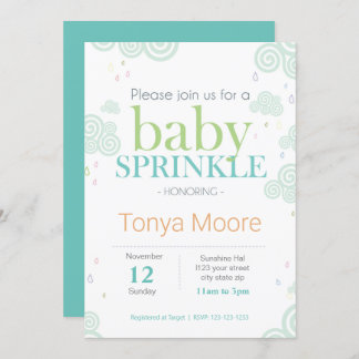 Swirl Cloud Baby Sprinkle Uitnodiging
