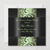 Swirl Elegant Groen/Zwart Ontwerp Verjaardag Uitno Kaart (Achterkant)