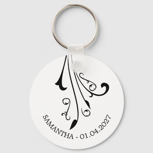 Swirl Elegant Ornament Horror Black Gothic Sleutelhanger (Voorkant)