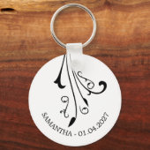 Swirl Elegant Ornament Horror Black Gothic Sleutelhanger (Voorkant)