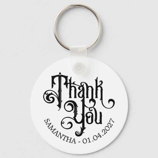 Swirl Elegant Ornament Horror Black Gothic Sleutelhanger (Achterkant)