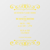 Swirl Elegante Bedrijfsopeningsuren Raamsticker (Vel)
