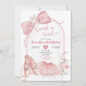 Swirl en Twirl Ballerina Roze Coquette Verjaardag Kaart (Voorkant)