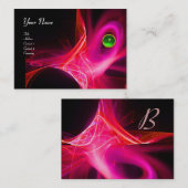 SWIRL GEM MONOGRAM Vibrant zwart roze rood Visitekaartje (Voorkant / Achterkant)