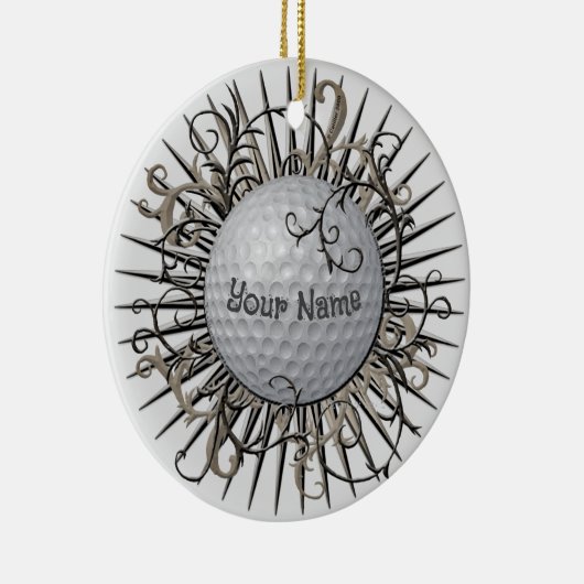 Swirl Golf golfer Keramisch Ornament (Rechts)