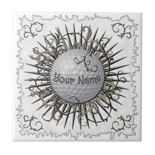 Swirl Golf golfer tegel Tegeltje (Voorkant)
