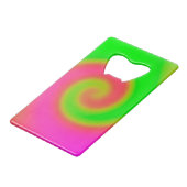 Swirl Green Roze Creditkaart Flessenopener (Voorkant Gekanteld)