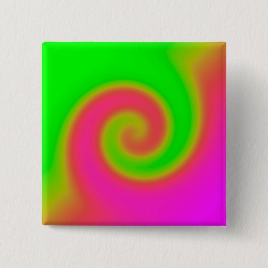 Swirl Green Roze Vierkante Button 5,1 Cm (Voorkant)