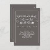 Swirl Grey Rehearsal Dinner Invitation Kaart (Voorkant / Achterkant)
