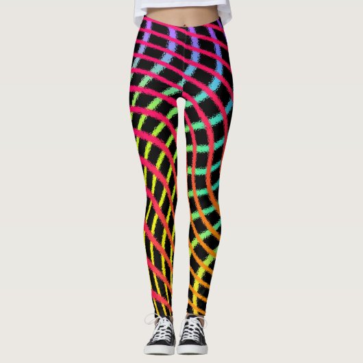 Swirl Grid Painted Lines Art Leggings (Voorkant)