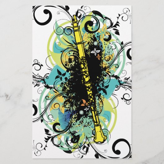 Swirl Grunge Clarinet Briefpapier (Voorkant)