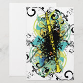 Swirl Grunge Clarinet Briefpapier (Voorkant / Achterkant)