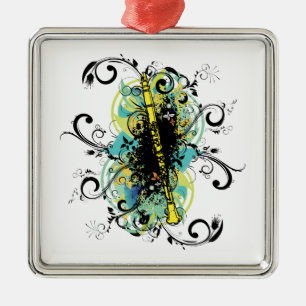 Swirl Grunge Clarinet Metalen Ornament