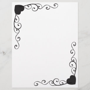 Swirl Heart Corner Border Letterhead Briefhoofd