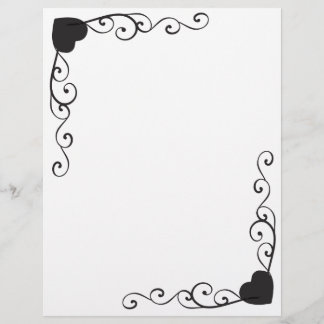 Swirl Heart Corner Border Letterhead Briefhoofd