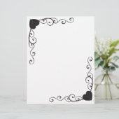 Swirl Heart Corner Border Letterhead Briefhoofd (Staand voorkant)