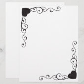 Swirl Heart Corner Border Letterhead Briefhoofd (Voorkant / Achterkant)