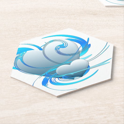 Swirl Hearts Kartonnen Onderzetters (Schuin)