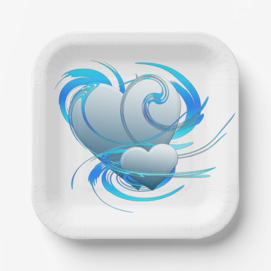 Swirl Hearts Papieren Bordje (Voorkant)