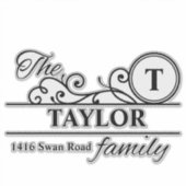 Swirl Initiaal gepersonaliseerde familie Mailbox S Sticker (Voorkant)