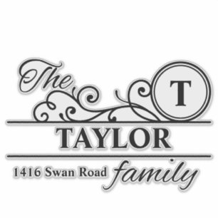 Swirl Initiaal gepersonaliseerde familie Mailbox S Sticker