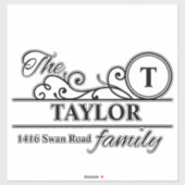 Swirl Initiaal gepersonaliseerde familie Mailbox S Sticker (Vel)