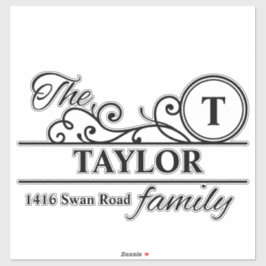 Swirl Initiaal gepersonaliseerde familie Mailbox S Sticker