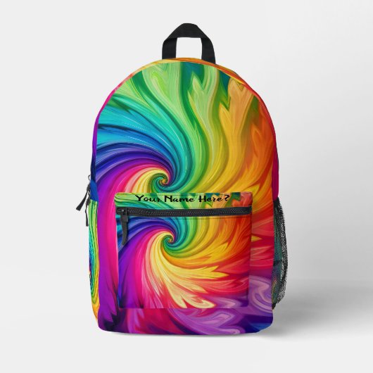 Swirl Kleurrijke Naam Bedrukte Rugzak (Voorkant)