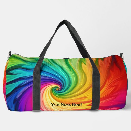 Swirl Kleurrijke Naam Plunjezak (Voorkant)