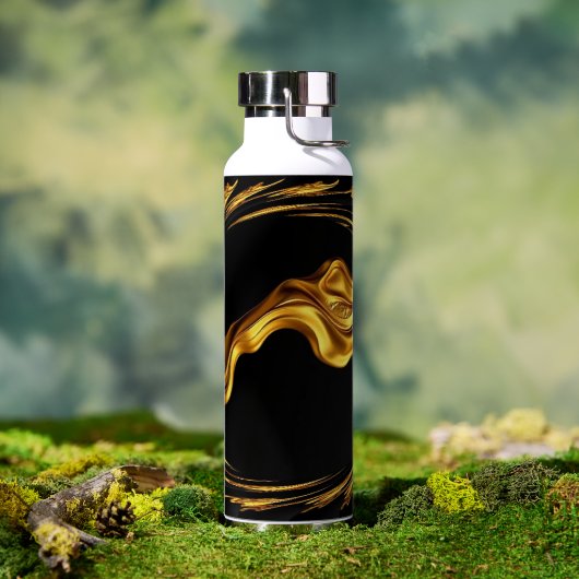 Swirl Liquid Gold Black Monoch Achem Opulent Swirl Waterfles (Buiten (Gedraaid) )