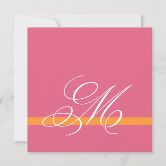 Swirl Monogram Wedding Invitaties Roze Kaart (Voorkant)