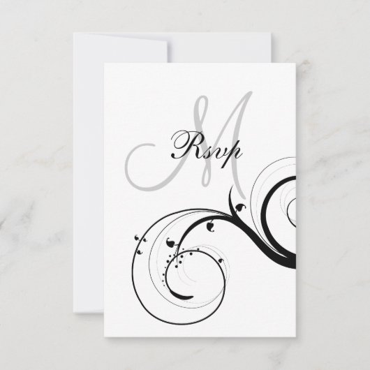 Swirl Monogram Wedding RSVP voor Square Card (Voorkant)