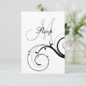 Swirl Monogram Wedding RSVP voor Square Card (Staand voorkant)