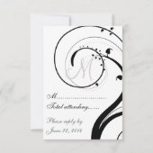 Swirl Monogram Wedding RSVP voor Square Card (Achterkant)