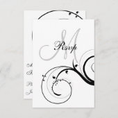 Swirl Monogram Wedding RSVP voor Square Card (Voorkant / Achterkant)