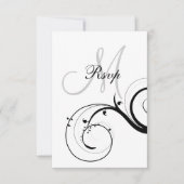 Swirl Monogram Wedding RSVP voor Square Card Kaartje (Voorkant)