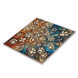 Swirl nieuwsgierig abstract canine hond poot print tegeltje