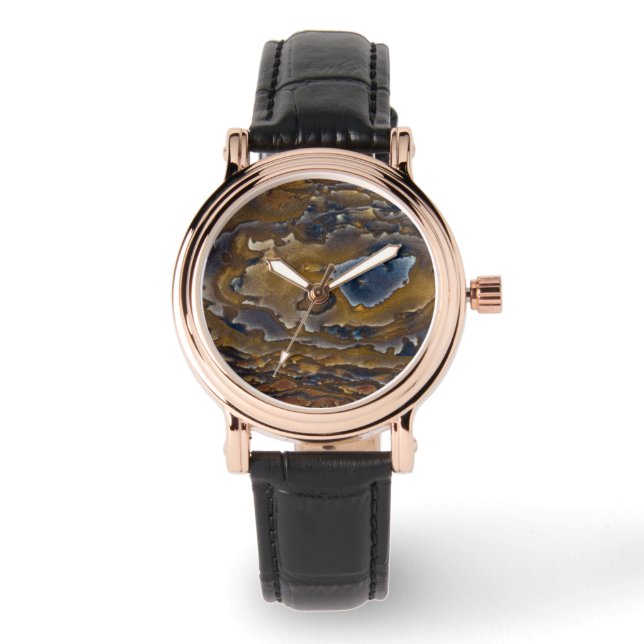 Swirl-patroon op Jasper Slab Horloge (Voorkant)