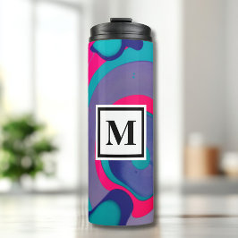 Swirl Pattern Monogram Thermosbeker