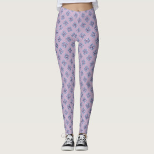 Swirl Pattern - Navy Blue Sky Blue Leggings